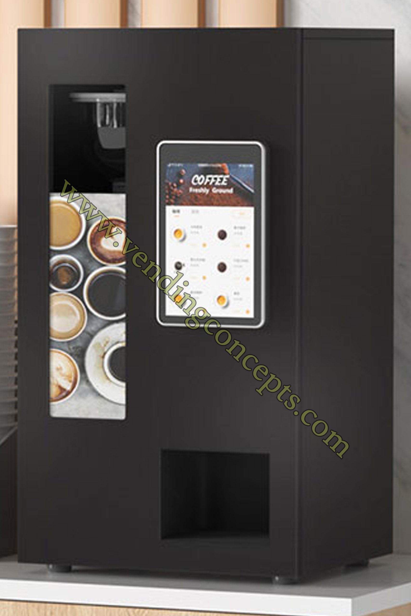 VC Combo 7206 vending machine, front view, fully stocked