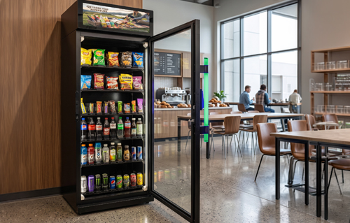 AI Smart Cooler vending machine, fully stocked