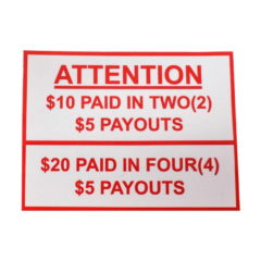 Rowe - Label, $10 Paid and $20 Paid, Rowe BC Bill Changers