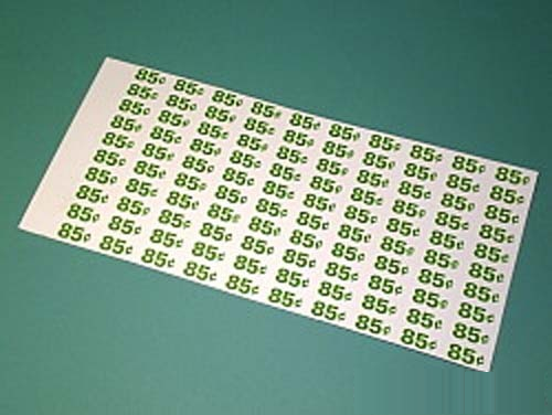 Automatic Products - Price Label Sheet, $.80, $.85 Green and White, AP 4000, 7000 and 110
