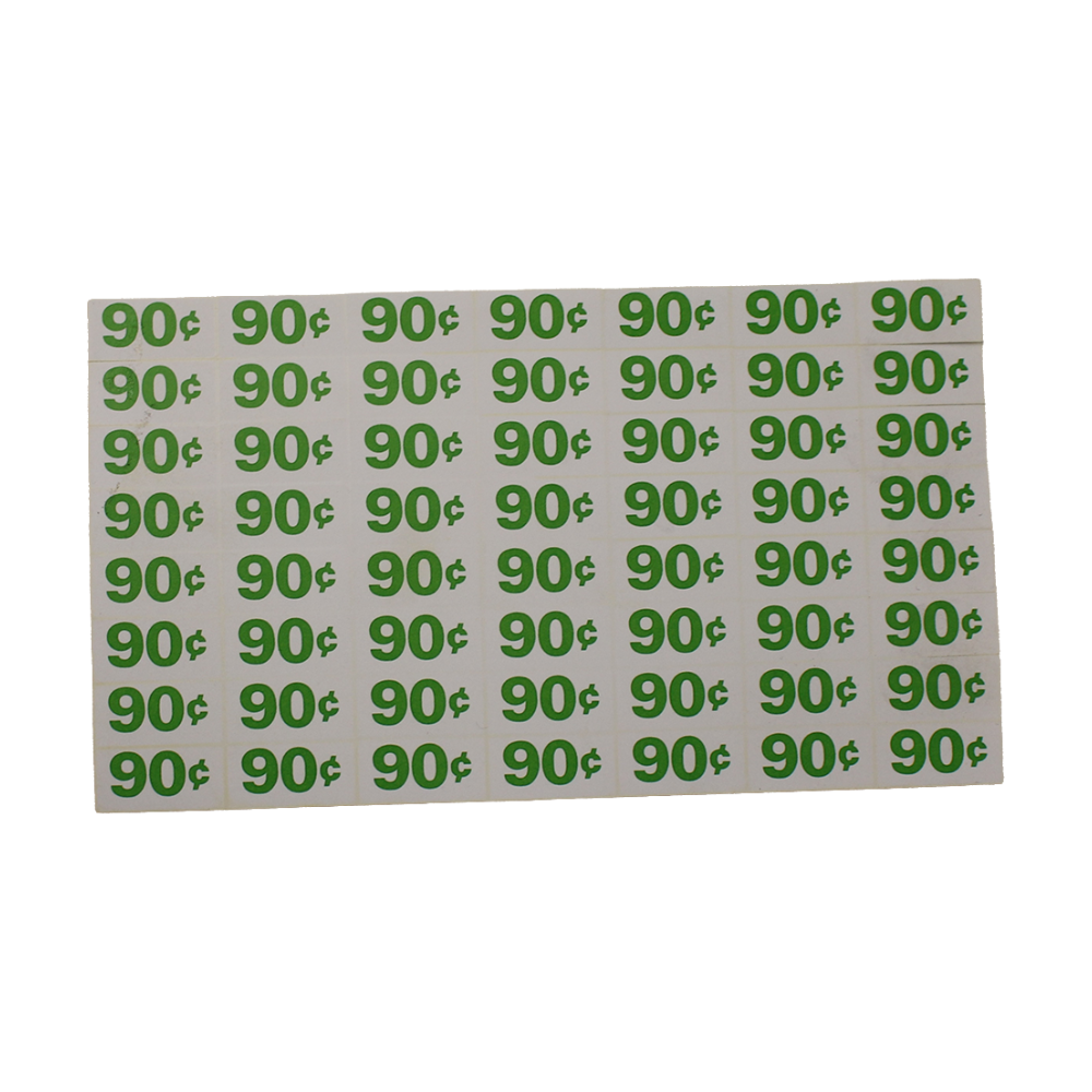 Automatic Products - Price Label Sheet, $.90, $.95 Green and White, AP 4000, 7000 and 110